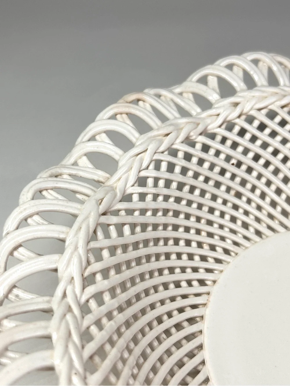 White Woven Ceramic Decorative Bowl - Brand Unknown